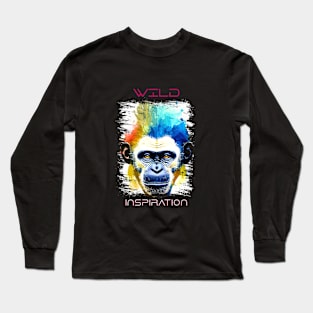 Chimpanzee  Ape Wild Nature Animal Colors Art Painting Long Sleeve T-Shirt